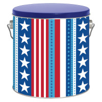 Stars & Stripes Tall Round Tin Container with Handle Size 8S (1 gal)