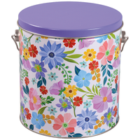 Spring Blooms Tall Round Tin Container with Handle Size 8S (1 gal)