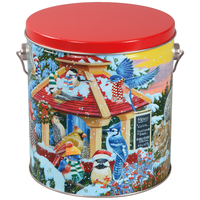 Feathered Friends Tall Round Tin Container with Handle Size 8S (1 gal)
