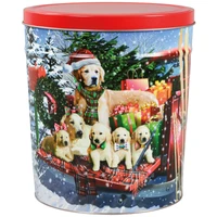 Red Truck Pups Popcorn Tin Container Size 25T (3.5 gal)