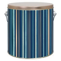 Indigo Stripes Tall Round Tin Container with Handle Size 8S (1 gal)