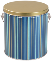 Indigo Stripes Tall Round Tin Container with Handle Size 8S (1 gal)