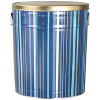 Indigo Stripes Popcorn Tin Container with Handles Size 50T (6.5 gal)