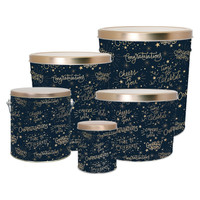 Congratulations Tall Round Tin Container Size 1QT 4 1/16" x 4 7/8" (24 pack)