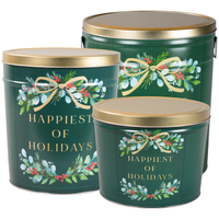 Happiest of Holidays Popcorn Tin Container Size 15T (2 gal) 10 1/4" x 7 13/16" (12 pack)