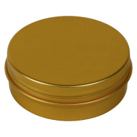 2 11/16" x 1" Diameter (2 oz.) Screw Top Gold Seamless Aluminum Tin