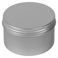 3 1/8" x 2" Diameter (6.67 oz.) Screw Top Platinum Seamless Aluminum Tin