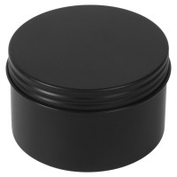 3 1/8" x 2" Diameter (6.67 oz.) Screw Top Black Seamless Aluminum Tin