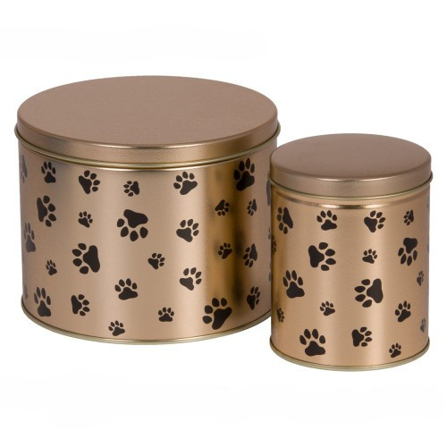 Paw Prints Tall Round Tin Container Size 1QT 4 1/16" x 4 7/8" (24 pack)