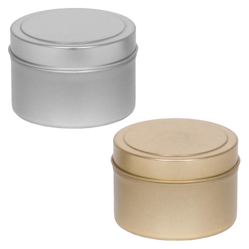 4 Diameter x 1 1/8 Shallow (8 oz.) and x 2 1/4 Deep (16 oz.) Round  Seamless Tin Collection w/ or w/o Window