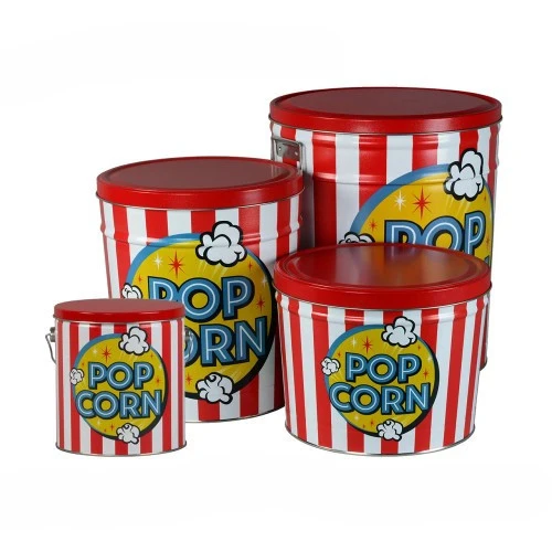 Freshly Popped Popcorn Tin Container Size 15T (2 gal) 10 1/4" x 7 13/16" (12 pack)