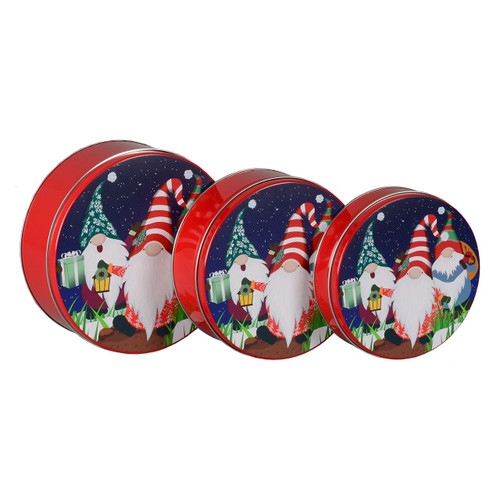 Jolly Gnomes Round Tin Container Size 2C 7 3/16" x 2 5/8" (24 pack)