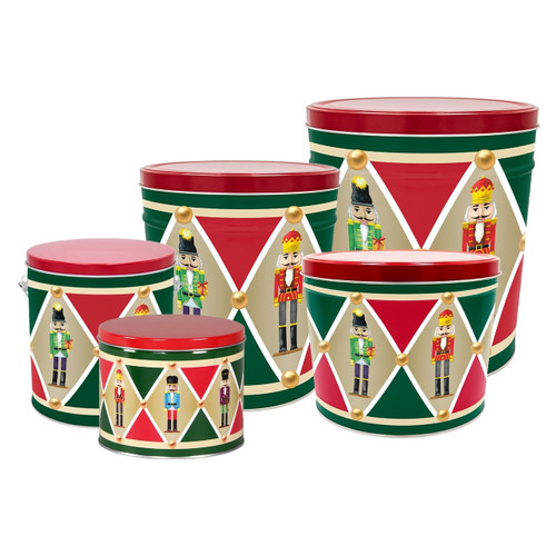 Majestic Nutcrackers Tall Round Tin Container with Handle Size 8S (1 gal) 6 11/16" x 7 1/4" (12 pack)