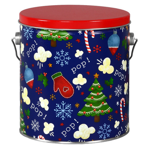 Pop Pop Pop! Tall Round Tin Container with Handle Size 8S (1 gal) 6 11/16" x 7 1/4" (12 pack)