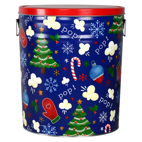 Pop Pop Pop! Popcorn Tin Container with Handles Size 50T (6.5 gal) 12 1/4" x 14 1/8" (5 pack)