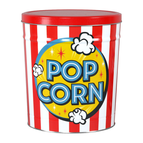 Freshly Popped Popcorn Tin Container Size 25T (3.5 gal) 10 1/4" x 11 1/2" (6 pack)