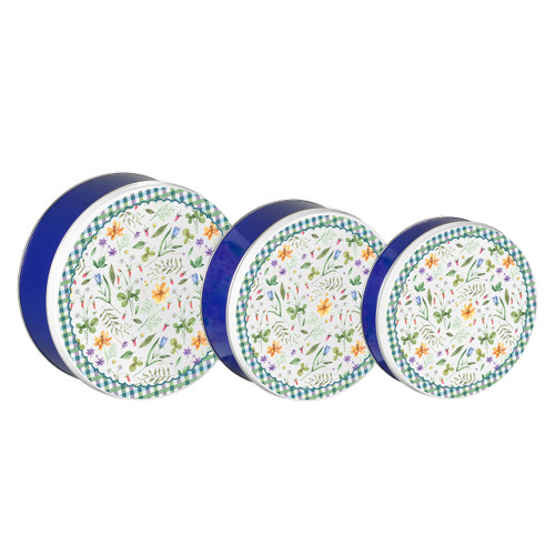 Country Wildflowers Round Tin Container Size 3C 8 1/8" x 3" (15 pack)