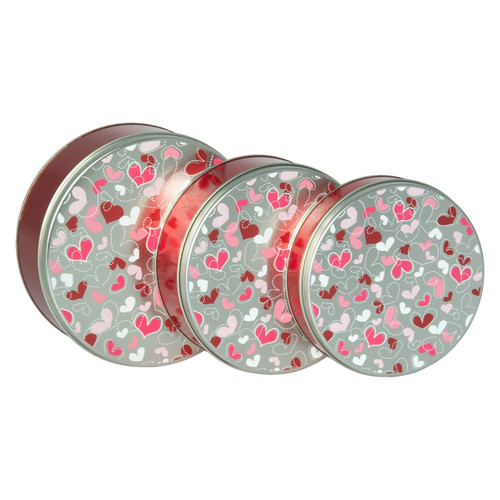 Fluttering Hearts Round Tin Container Size 3C 8 1/8" x 3" (15 pack)