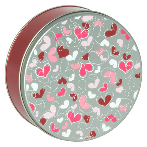 Fluttering Hearts Round Tin Container Size 3C 8 1/8" x 3" (15 pack)