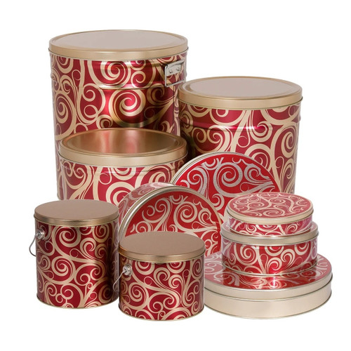 Golden Swirls Round Tin Container Size 115 9 7/8" x 1 15/16" (20 pack)