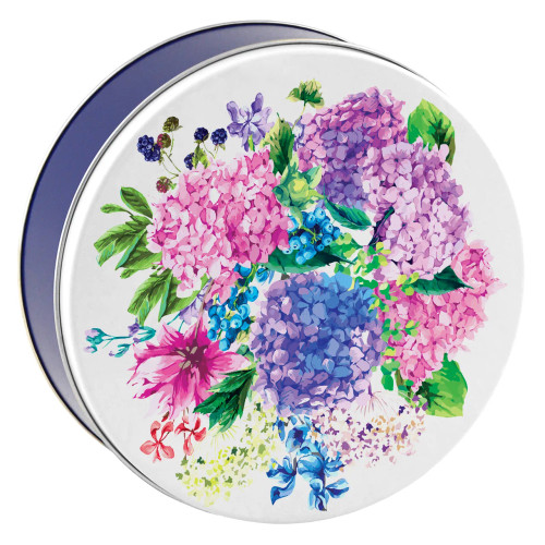 Hydrangeas Round Tin Container Size 3C 8 1/8" x 3" (15 pack)