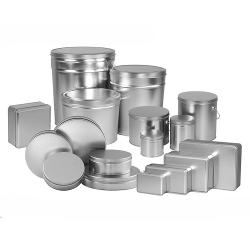 Platinum Solid Round Tin Container Size 5C 9 7/8" x 3 1/2" (12 pack)