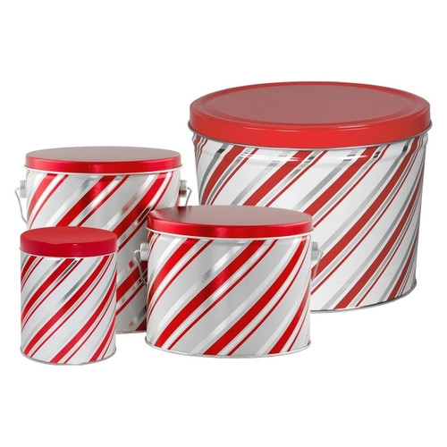 Candy Stripes Tall Round Tin Container Size 1QT 4 1/16" x 4 7/8" (24 pack)