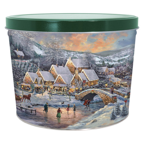 Christmas at Lamplight Village Popcorn Tin Container Size 15T (2 gal) 10 1/4" x 7 13/16" (12 pack)