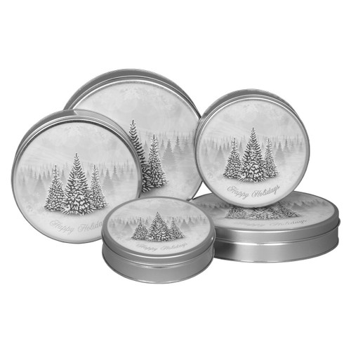 Winter Breeze Round Tin Container Size 3C 8 1/8" x 3" (15 pack)
