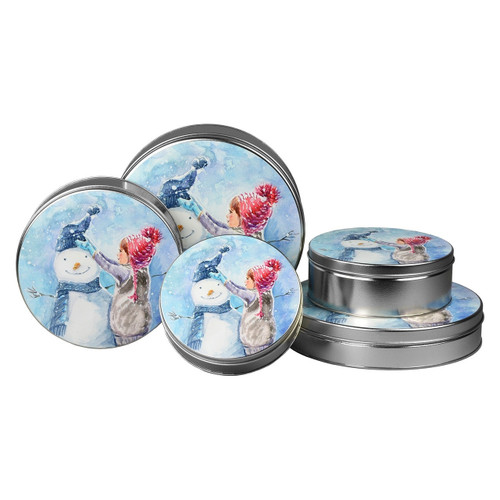 Snow Pals Round Tin Container Size 5C 9 7/8" x 3 1/2" (12 pack)
