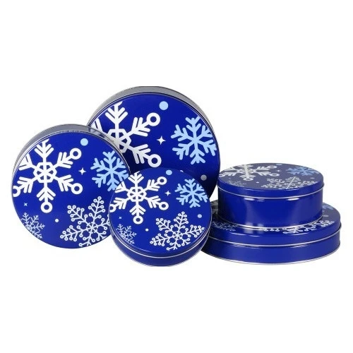 Classic Snowflake Round Tin Container Size 5C 9 7/8" x 3 1/2" (12 pack)