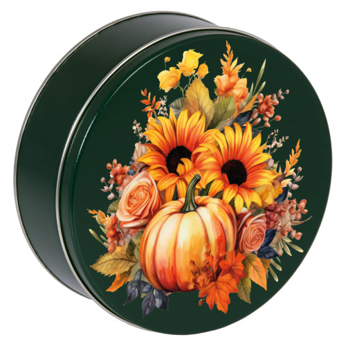 Autumn Foliage Round Tin Container Size 3C 8 1/8" x 3" (15 pack)