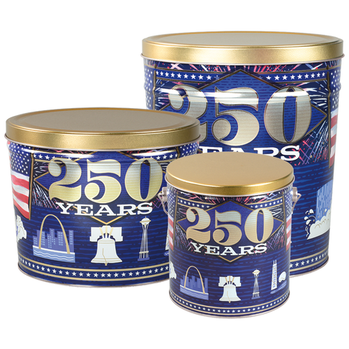 America's 250th Tall Round Tin Container with Handle Size 8S (1 gal) 6 11/16" x 7 1/4" (12 pack)