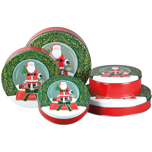 Christmas Snowglobe Round Tin Container Size 1S 6 11/16" x 1 13/16" (24 pack)