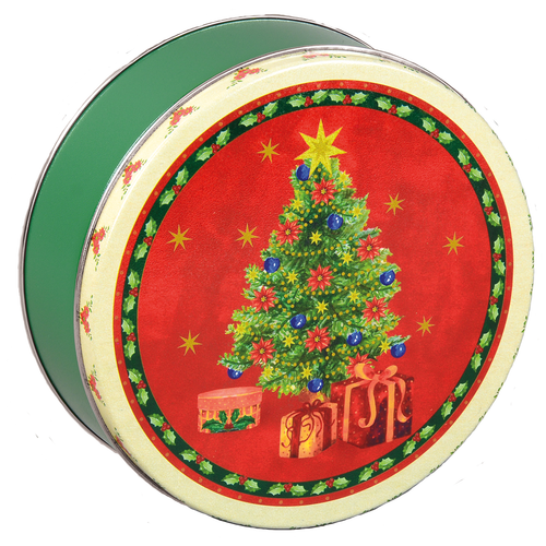 Holiday Traditions Round Tin Container Size 2C 7 3/16" x 2 5/8" (24 pack)