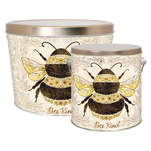 Bee Kind Popcorn Tin Container Size 15T (2 gal) 10 1/4" x 7 13/16" (12 pack)