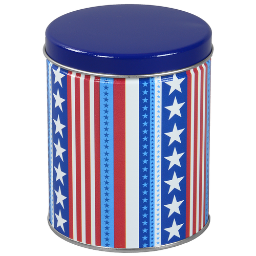 Stars & Stripes Tall Round Tin Container Size 1QT 4 1/16" x 4 7/8" (24 pack)
