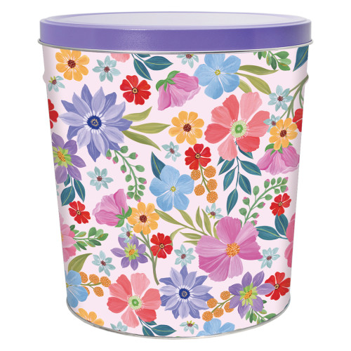 Spring Blooms Popcorn Tin Container Size 25T (3.5 gal) 10 1/4" x 11 1/2" (6 pack)