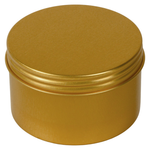 3 1/8" x 2" Diameter (6.67 oz.) Screw Top Gold Seamless Aluminum Tin Container (280 pack)