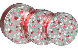 Fluttering Hearts Round Tins