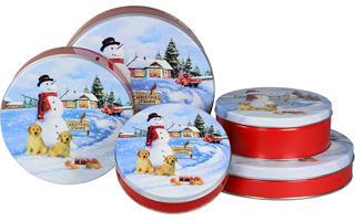 Snowman with Labs Tins