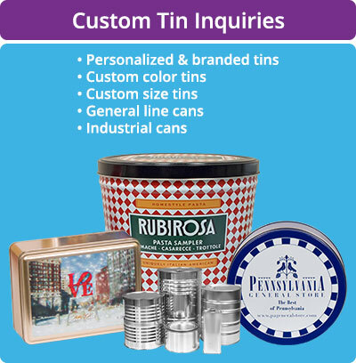 Personlized & branded tins, custom color & size tins, industrial & general line cans