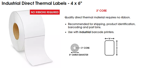 4" x 6" Direct Thermal Label 3"Core 8"OD