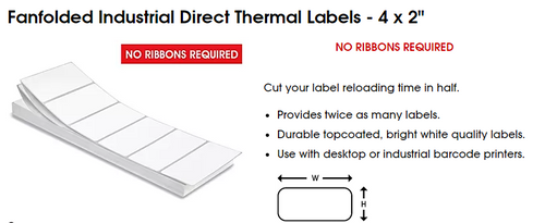 4" x 2" Fanfold Direct Thermal Label