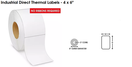 4" x 6" Color Direct Thermal Label 3"core 8"OD