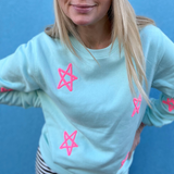 STAR Aqua Blue & Neon Pink Scatter Organic Sweatshirt