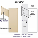 RECEPTACLE FOR WALL MAIL DROP SLOT side view