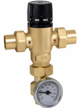 MixCal 3-way Mixing Valve 3/4" Sweat with Check Valves & Temp Gauge4" Sweat with Check Valves & Temp Gauge
