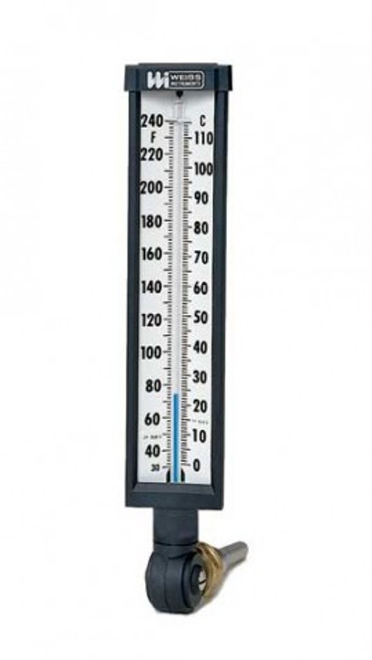 1/2" NPT Angled Thermometer, off grid supply