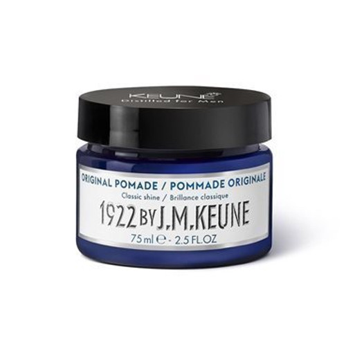 1922 BY J.M. KEUNE ORIGINAL POMADE

Timeless pomade with strong hold. Use to create slick, shiny looks on short to medium hair. Contains creatine and hemp. Hold: 7/10, shine: 10/10.